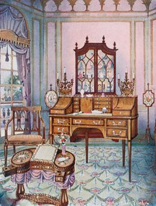 Ingelegd mahoniehouten cilinder-vallende China en boekenkast. 