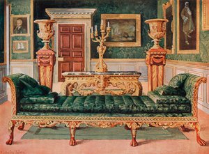 Mahoniehouten en vergulde Georgische suite in de galerij en groene salon van Longford Castle door Edwin John Foley