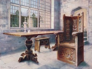 Eikenhouten schraagtafel. 