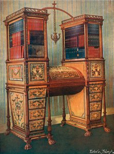 De zusters ingelegde dubbele secretaire en boekenkast kabinet--Sheraton