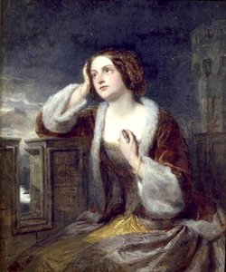 Catherine Seyton Kijkt van de Kantelen bij Loch Leven, c.1840 door Edwin Landseer