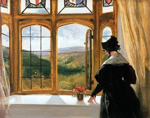 Hertogin van Abercorn kijkt uit het raam door Edwin Landseer