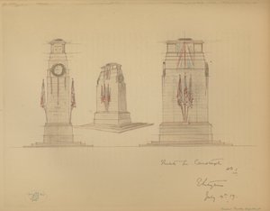 Schets nr. 1 voor het Cenotaaf, Whitehall, Westminster, Londen door Edwin Landseer Lutyens
