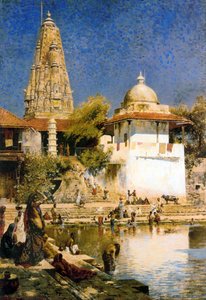 Banganga Tank en Walkeshwar Tempel in Bombay door Edwin Lord Weeks