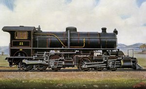 Stoomlocomotief Nr. 21. Onder de Mongolen: Mallet Compound Service in de Khingan Bergen, Peking - Kalgang Spoorweg door Edwin Thomas Rudd