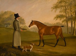 Een paard in een landschap met de stalknecht, David, Bennet, ca. 1805 door Edwin W. Cooper