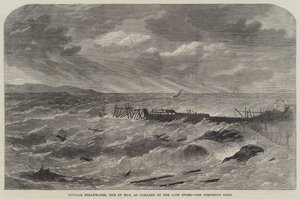 Douglas Breakwater, Isle of Man, beschadigd door de recente storm door Edwin Weedon