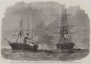 De Inbeslagname door Kapitein Wilks, van het Amerikaanse Oorlogsschip San Jacinto, van de Heren Slidell en Mason, Geconfedereerde Commissarissen, aan Boord van de Britse Poststoomboot Trent door Edwin Weedon