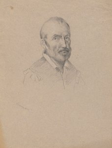 Portret van een man, schets voor Ondertekening van het verdrag in de hut van de Mayflower door Edwin White