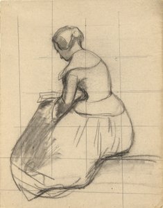 Vrouw lezend, schets voor Ondertekening van het Compact in de Hut van de Mayflower door Edwin White