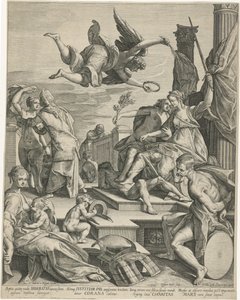 Allegorie met Justitia, Pax en Charitas door Egbert Jansz.