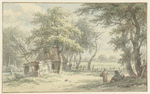 Figuren bij hutje in het Naarder Houd door Egbert van Drielst
