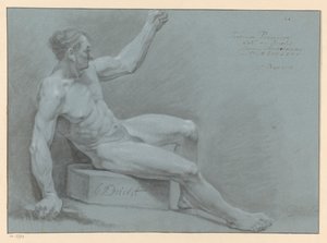Zittend mannelijk naakt, van opzij gezien door Egbert van Drielst