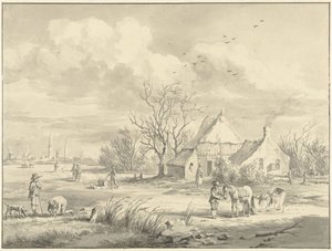 Het Porenhuis met in de verte de stad Groningen door Egbert van Marum