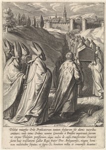 Doodskist van Thomas van Aquino wordt naar de Dominicaanse kerk van Toulouse gebracht Het leven van de heilige Thomas van Aquino (series title) door Egbert van Panderen