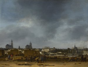 Gezicht op Delft na de explosie van 1654 door Egbert van der Poel