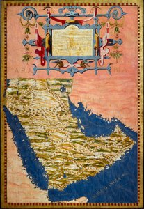 Kaart van Arabië gemaakt door Egnazio Danti (1536-1586) rond 1567 Schilderij van kabinetten in de kamer van geografische kaarten. Palazzo Vecchio, Sala del Mappamondo Florence