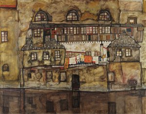 Huiswand aan de Rivier door Egon Schiele