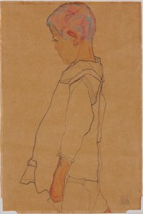 Kind in profiel naar links door Egon Schiele