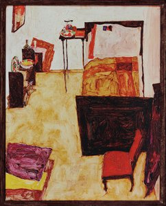 De kamer van de kunstenaar in Neulengbach ... (olieverf op hout) door Egon Schiele