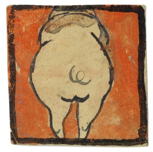 Entwurf für eine Wanddekoration im Atelier Wattmanngasse (Schwein von hinten?) door Egon Schiele