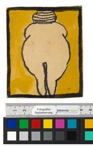 Entwurf für eine Wanddekoration im Atelier Wattmanngasse (Venus von Willendorf) door Egon Schiele