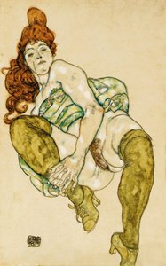 Vrouwelijk Naakt dat Rechterbeen Omklemt, 1917