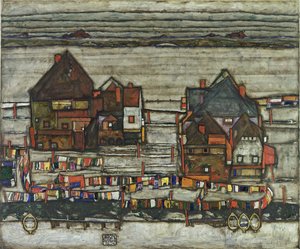 Huizen met waslijnen, 1914