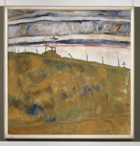 Kalvarienberg (schilderij op doek) door Egon Schiele