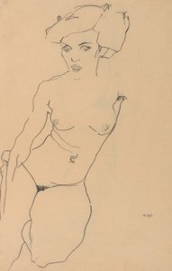 Knielende vrouwelijke naakt door Egon Schiele