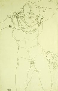 Knielend naakt van voren; Kniender Akt von Vorn, 1914