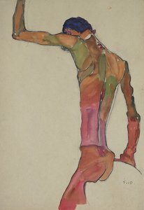 Mannelijke Naakt met Opgeheven Arm door Egon Schiele