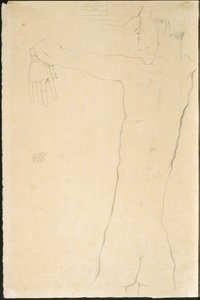 Naakte Man met Opgeheven Armen (recto) door Egon Schiele