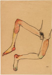 Naakte mannelijke buik door Egon Schiele