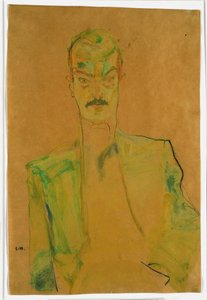 Naakt op gekleurde stof, 1911 door Egon Schiele