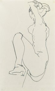 Liggend vrouwelijk naakt, 1913 door Egon Schiele