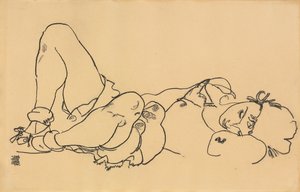 Liggende vrouw door Egon Schiele