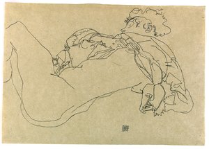 Liggende Vrouwelijke Naakt, 1914 door Egon Schiele