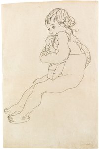 Zittend kind, 1916 door Egon Schiele