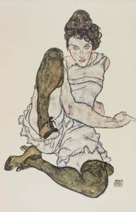 Zittende vrouw met opgetrokken benen, 1917 door Egon Schiele