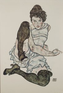Zittende Vrouw met Opgetrokken Benen, 1917 door Egon Schiele