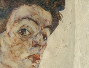Zelfportret met lantaarnvruchten ... (olieverf en aquarel op doek)