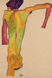Sich aufstützender Rückenakt door Egon Schiele