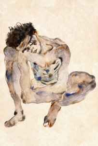 Hurkend door Egon Schiele