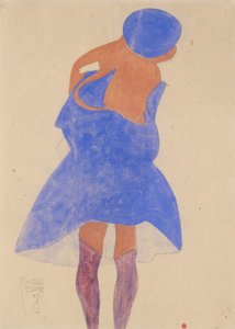 Staand meisje, rugaanzicht door Egon Schiele