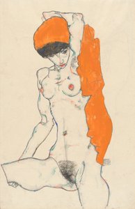 Staand naakt met oranje draperie, 1914