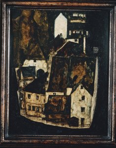 Tote Stadt III - Dode stad III ... (olieverf en aquarel op hout) door Egon Schiele