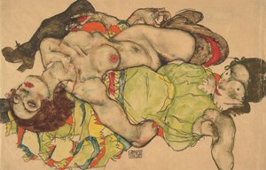 Twee meisjes liggend verstrengeld, 1915
