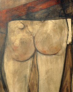 Vrouwelijk naakt met schouderdoek, Fragment ... (olieverf op doek) door Egon Schiele