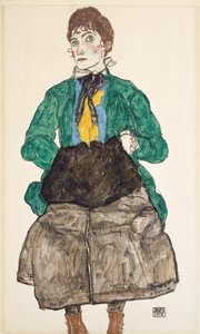 Vrouw in Groene Blouse met Muff, 1915
